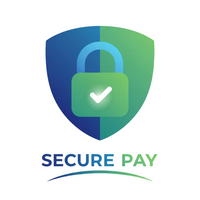 Secure Pay logo with a shield and lock icon on a transparent background