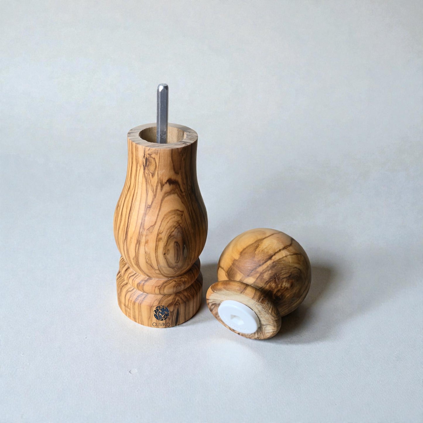 OLIVIKO  Olive Wood Salt & Pepper Grinder mill | CrushGrind® Ceramic 7 inches