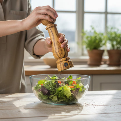 OLIVIKO  Olive Wood Salt & Pepper Grinder mill | CrushGrind® Ceramic 9 inches