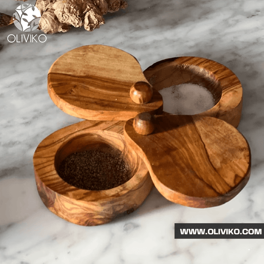 Handmade Olive Wood Salt and Pepper dispencer