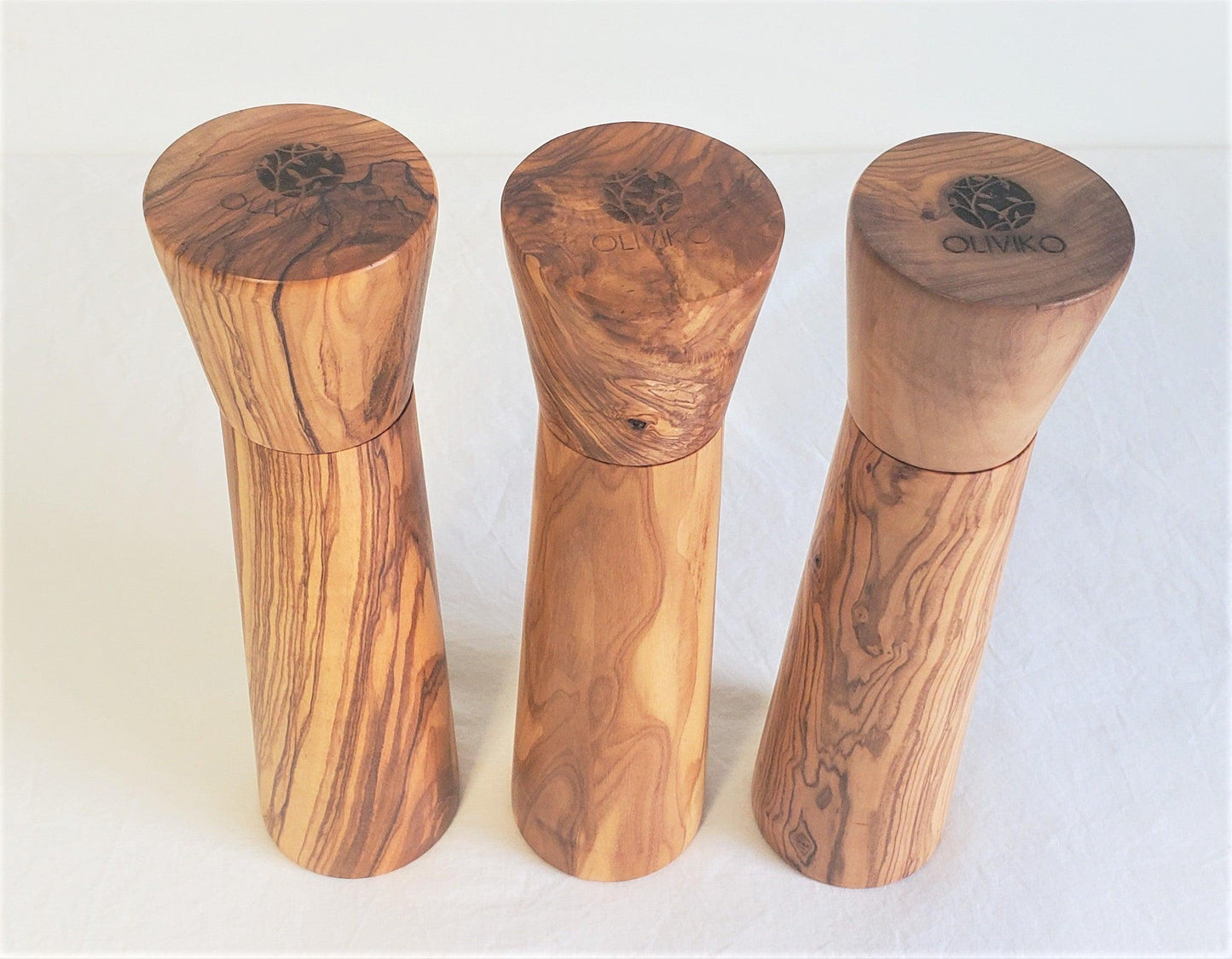 Olive Wood Mill with a Ceramic Mechanism, Grinder ( Salt, Pepper, Coffee, dried herbs and many spices) 9 inch height - oliviko